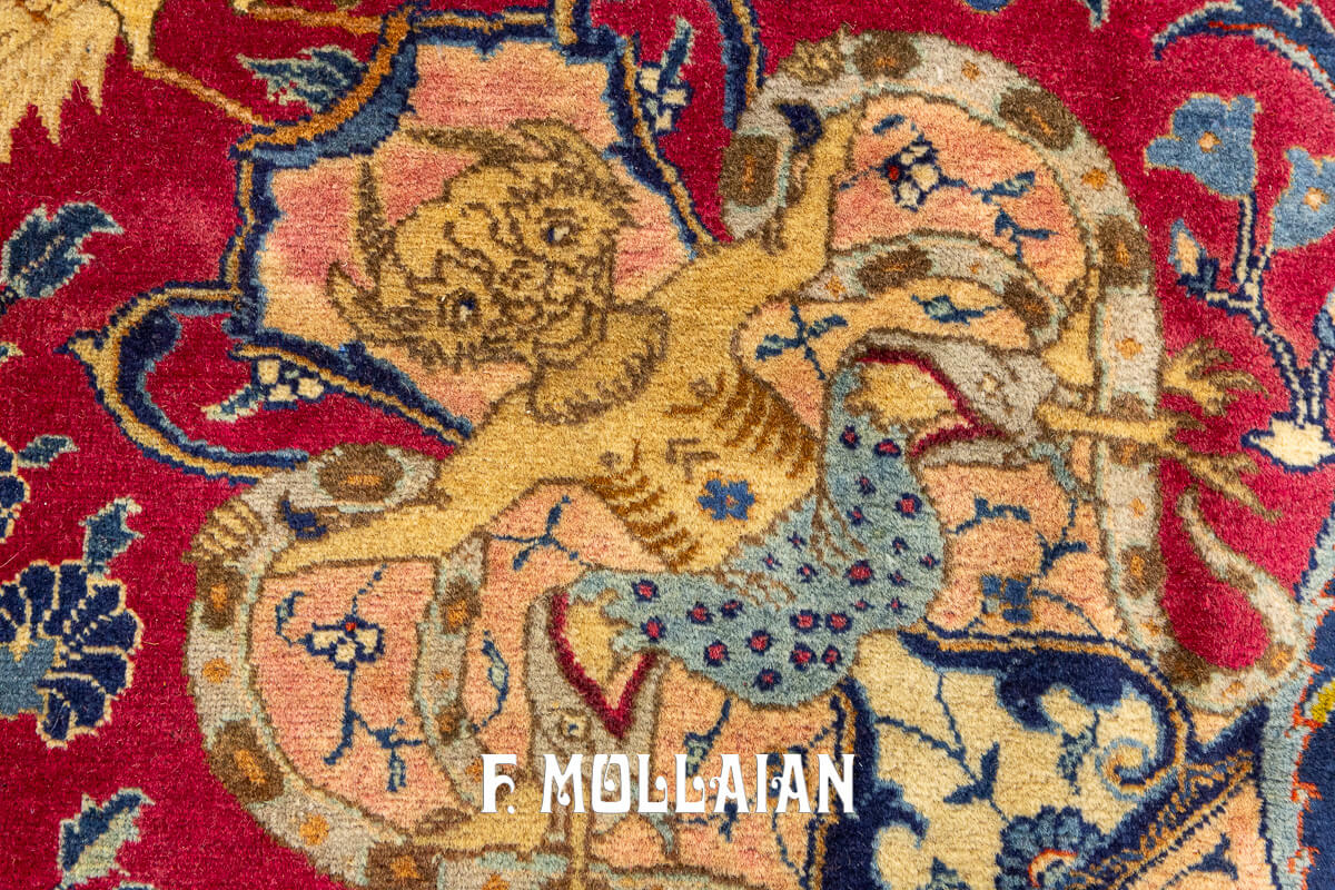 Tabriz Rug Lion Design Crown of King n°:436685